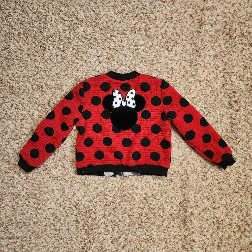 Disney Minnie Mouse Pippa & Julie Polka Dot Sweater Jacket‎ Back Minnie Design